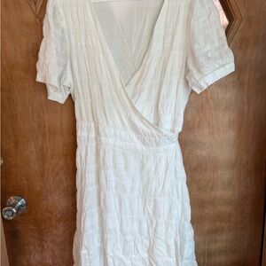 Draper James Cream Textured Wrap Midi Dress
